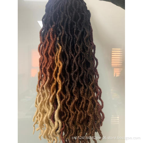 Kaneka fiber 1b 27 30 burgundy ombre gypsy locs hair extensions braids, 18 inch pre looped wavy gypsy faux locs crochet braids